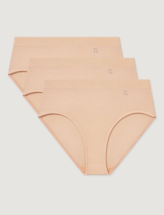 Women's Second Skin High Rise Brief (3-Pack)::Maple Sugar