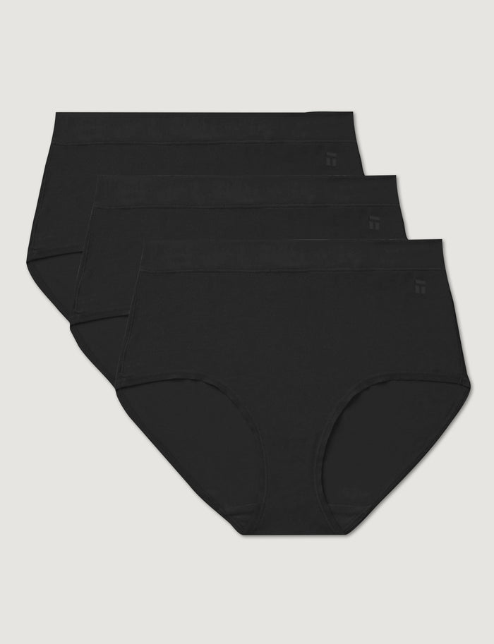 Women's Second Skin High Rise Brief (3-Pack)::Black