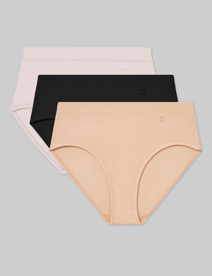 OLD::Women's Second Skin High Rise Brief (3-Pack)::Rosewater/Black/Maple Sugar