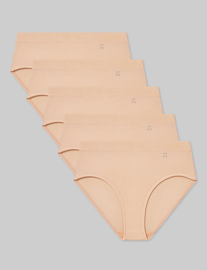 OLD::Women's Second Skin High Rise Brief (5-Pack)::Maple Sugar