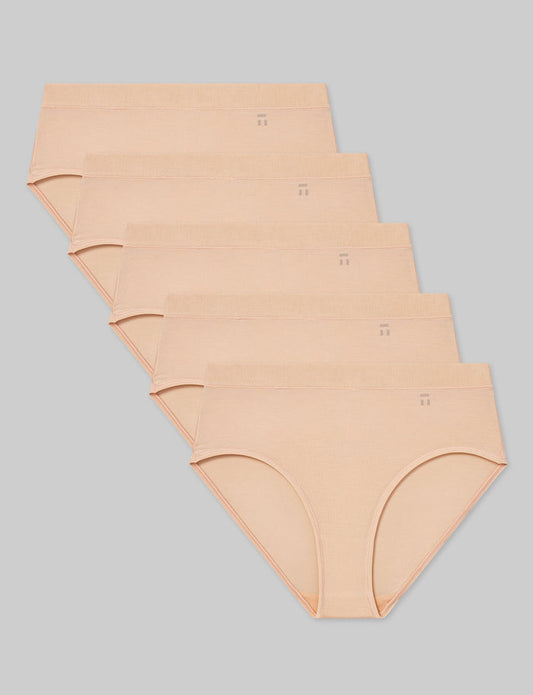 OLD::Women's Second Skin High Rise Brief (5-Pack)::Maple Sugar