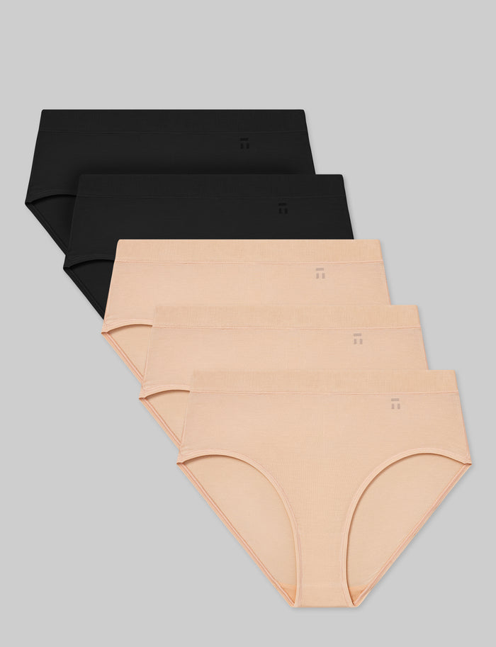 OLD::Women's Second Skin High Rise Brief (5-Pack)::Black/Maple Sugar