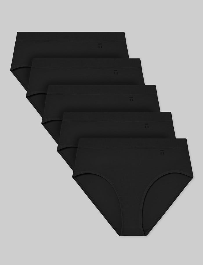 OLD::Women's Second Skin High Rise Brief (5-Pack)::Black