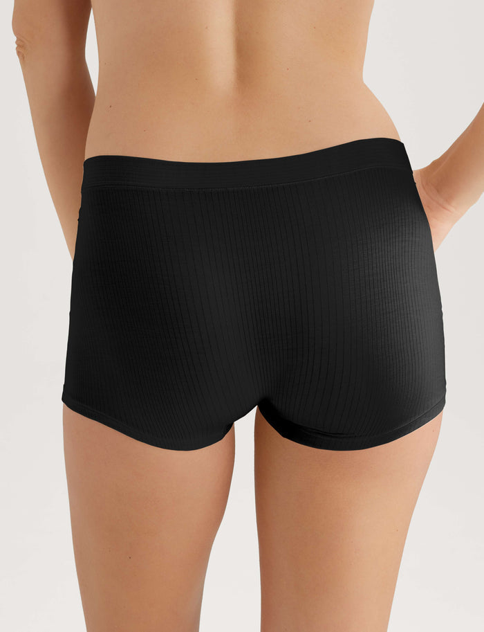 Women's Second Skin Luxe Rib Boyshort (5-Pack)::Black/Shifting Sand/Rosewater Luxe