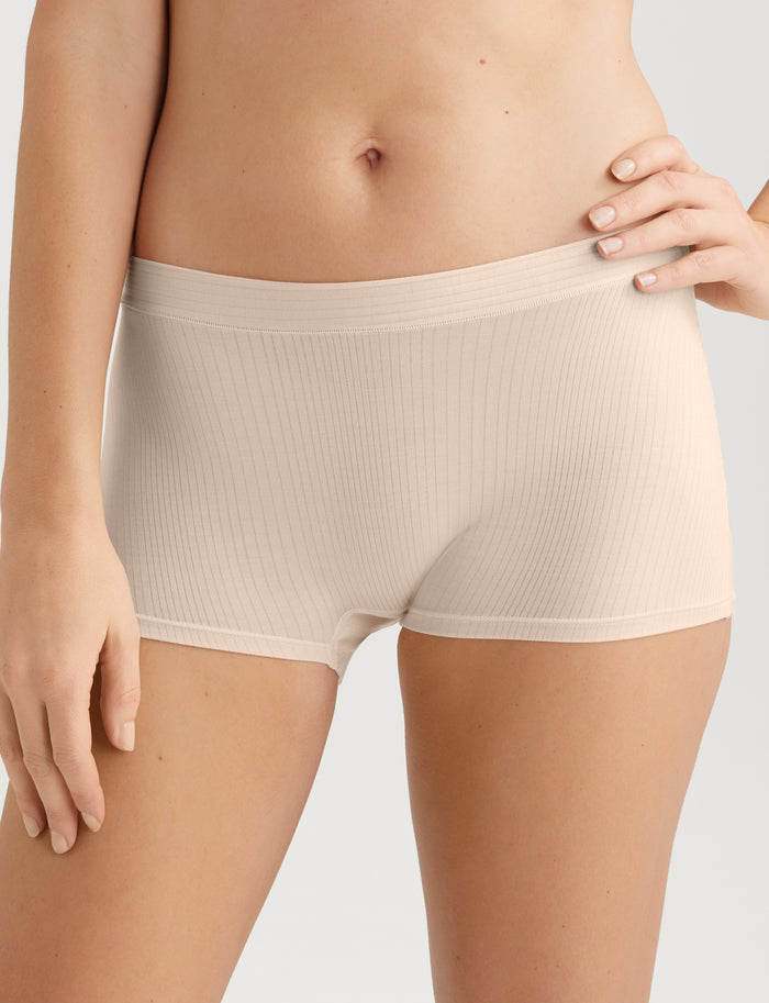 Women's Second Skin Luxe Rib Boyshort (5-Pack)::Black/Shifting Sand/Rosewater Luxe