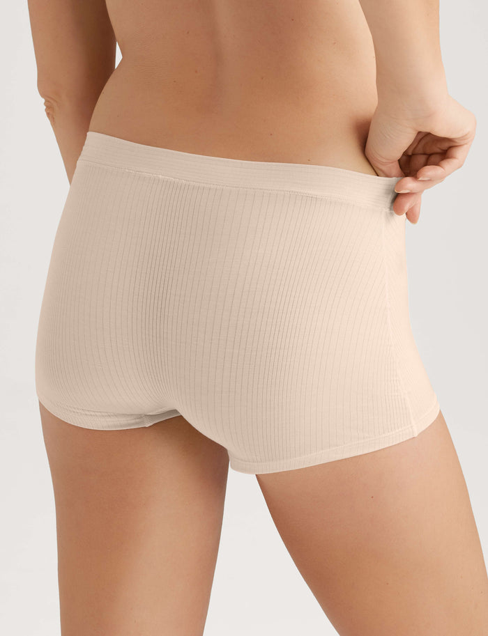 Women's Second Skin Luxe Rib Boyshort (5-Pack)::Shifting Sand/Rosewater/Lilac Chiffon/Brook Green/Vista Blue Luxe