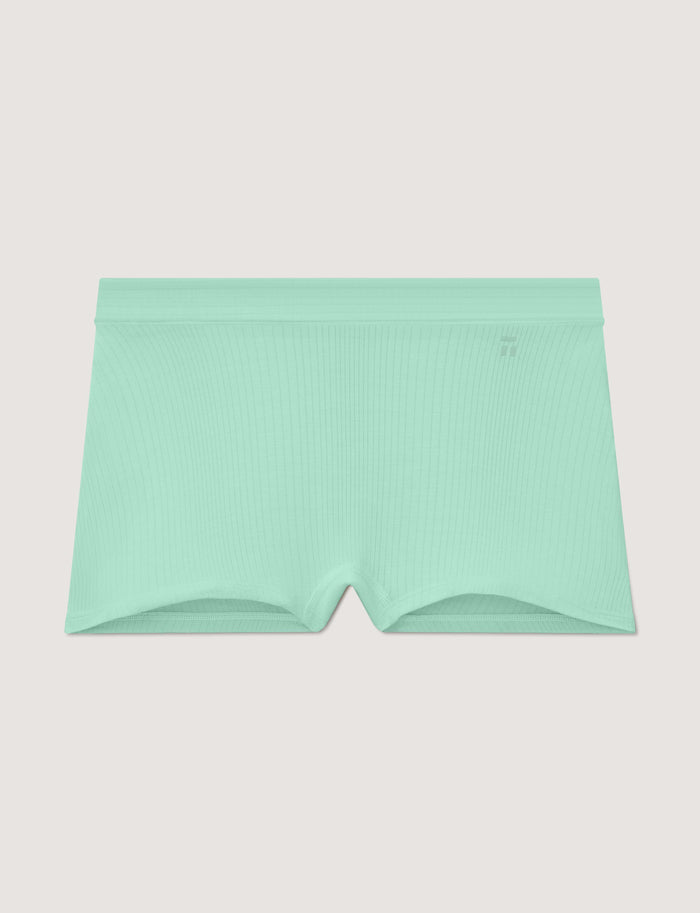 Women's Second Skin Luxe Rib Boyshort::Brook Green Luxe::Swatch
