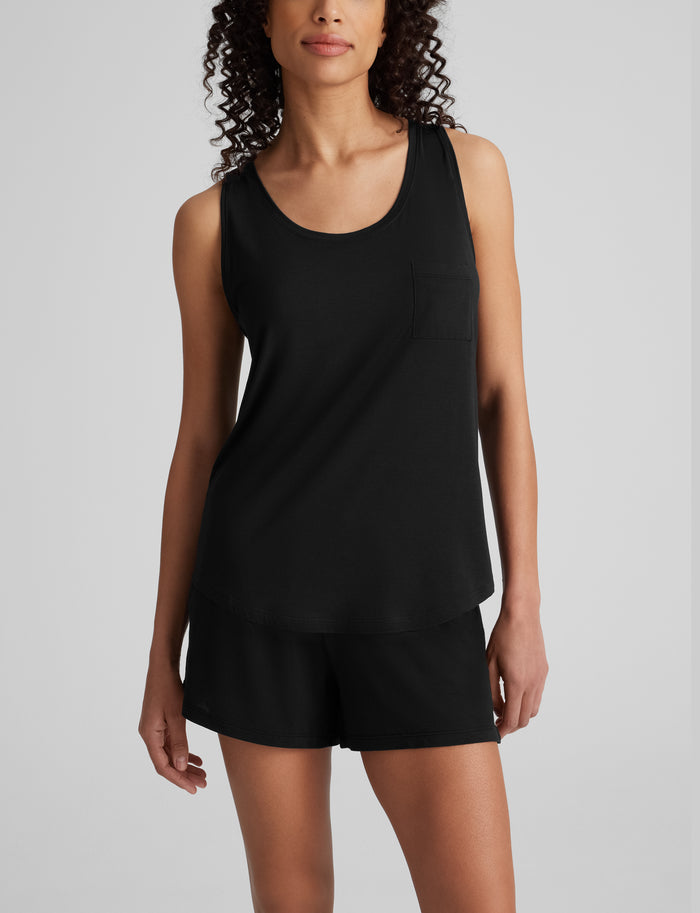 OLD::Women's Second Skin Sleep Pocket Tank & Short Set::Black