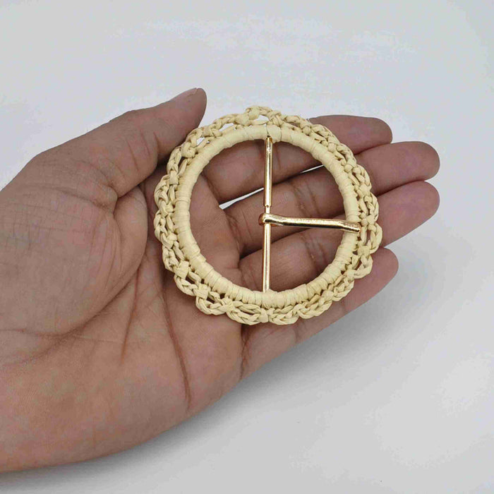 Ani Accessories Woven Scalloped Raffia Buckle for Belt and Bag DIY Sewing Craft Clothing Decoration Accessory
