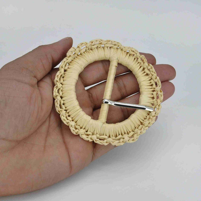 Ani Accessories Woven Scalloped Raffia Buckle for Belt and Bag DIY Sewing Craft Apparel Decoration Accessory