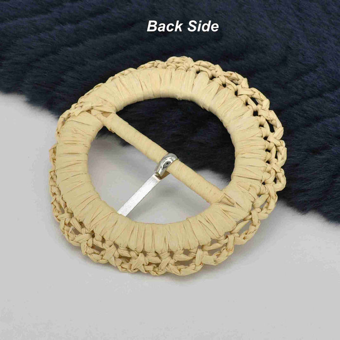 Ani Accessories Woven Scalloped Raffia Buckle for Belt and Bag DIY Craft Sewing Clothing Decoration Accessory