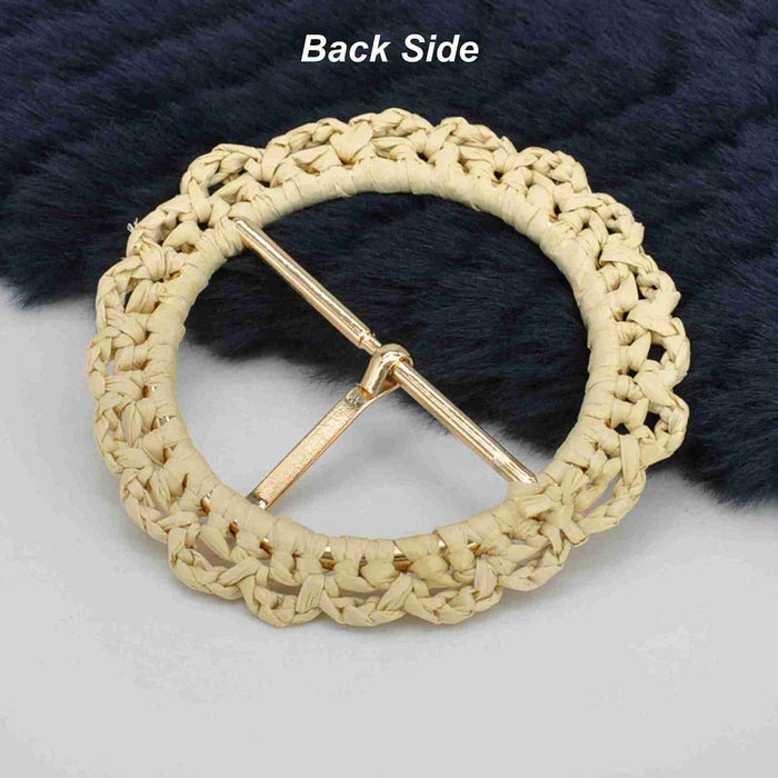 Ani Accessories Woven Scalloped Raffia Buckle for Belt and Bag DIY Craft Sewing Apparel Decoration Accessory