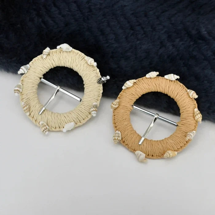 Woven Scalloped Raffia Buckle