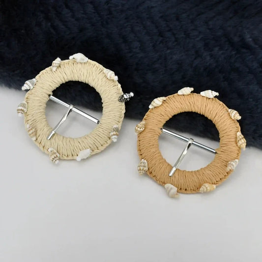 Woven Scalloped Raffia Buckle