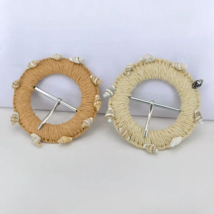 Woven Scalloped Raffia Buckle