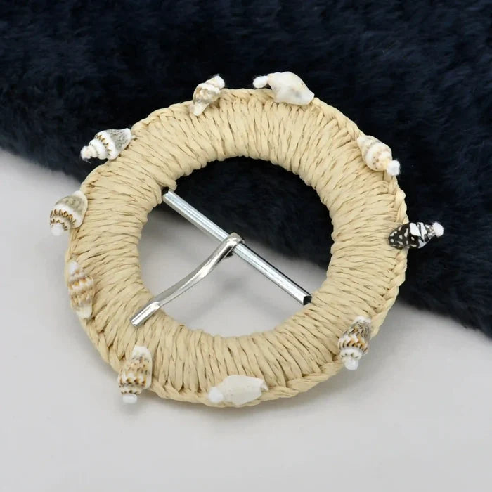 Woven Scalloped Raffia Buckle