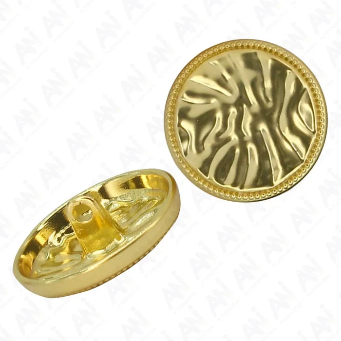 Wrinkles Inspired Golden Shank Metal Button | 15mm(24L), 19mm(30L) & 23mm(36L)