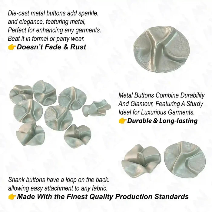 wrinkles Matte Silver Metal Button | 28mm(44L)