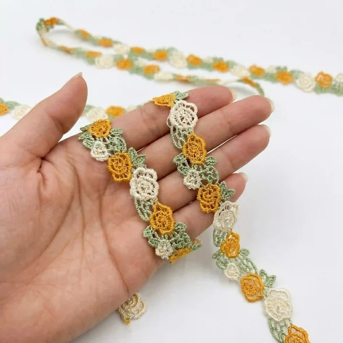 Yellow Green Floral Lace