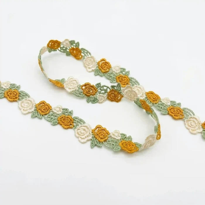 Yellow Green Floral Lace