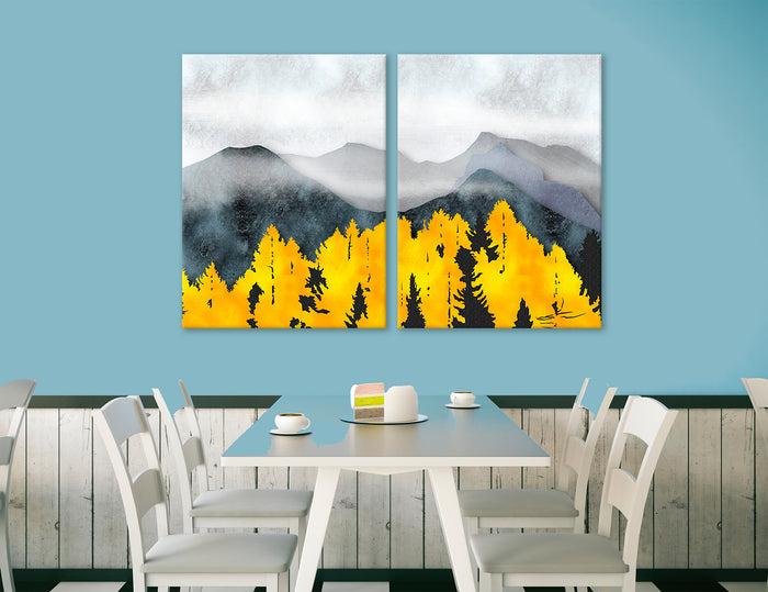 Yellow Grey Abstract Canvas Print #7595