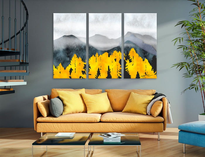 Yellow Grey Abstract Canvas Print #7595