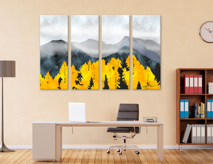 Yellow Grey Abstract Canvas Print #7595